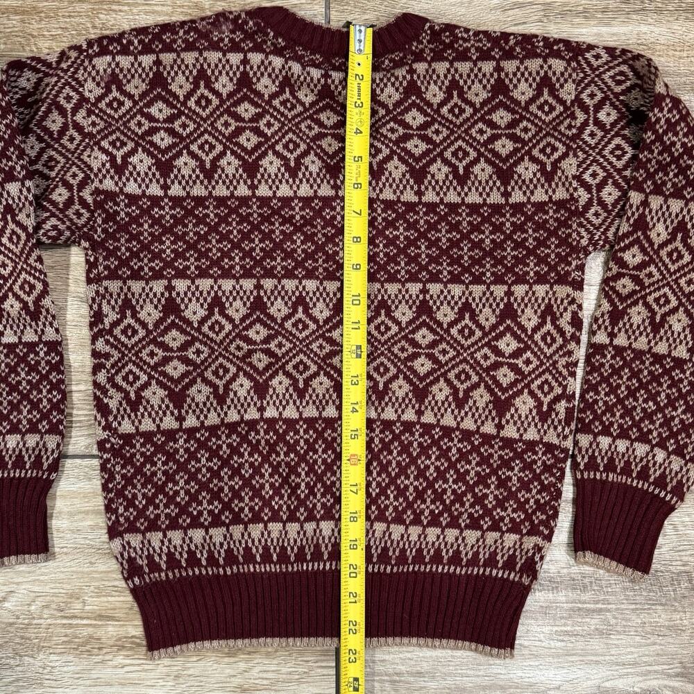 Vtg 1970's Knit V-neck Sweater Men's Grandpa Ski Preppy M - Picture 5 of 9